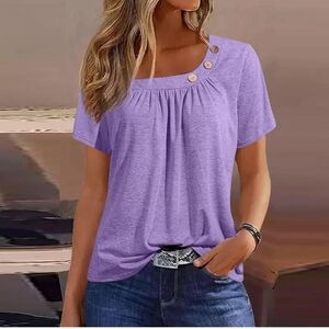 Purple Button-Detail Women's Top
